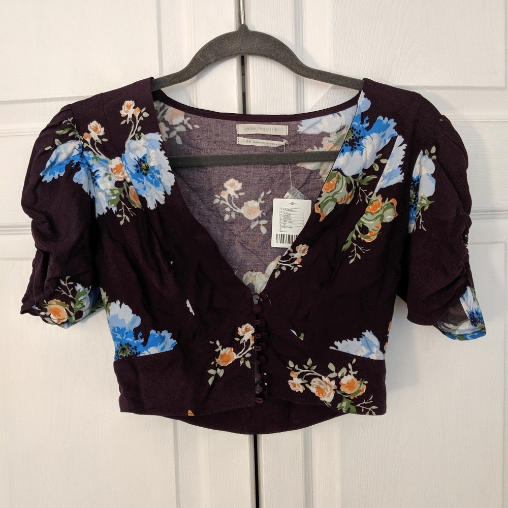 NWT Urban Outfitters Purple Floral Crop